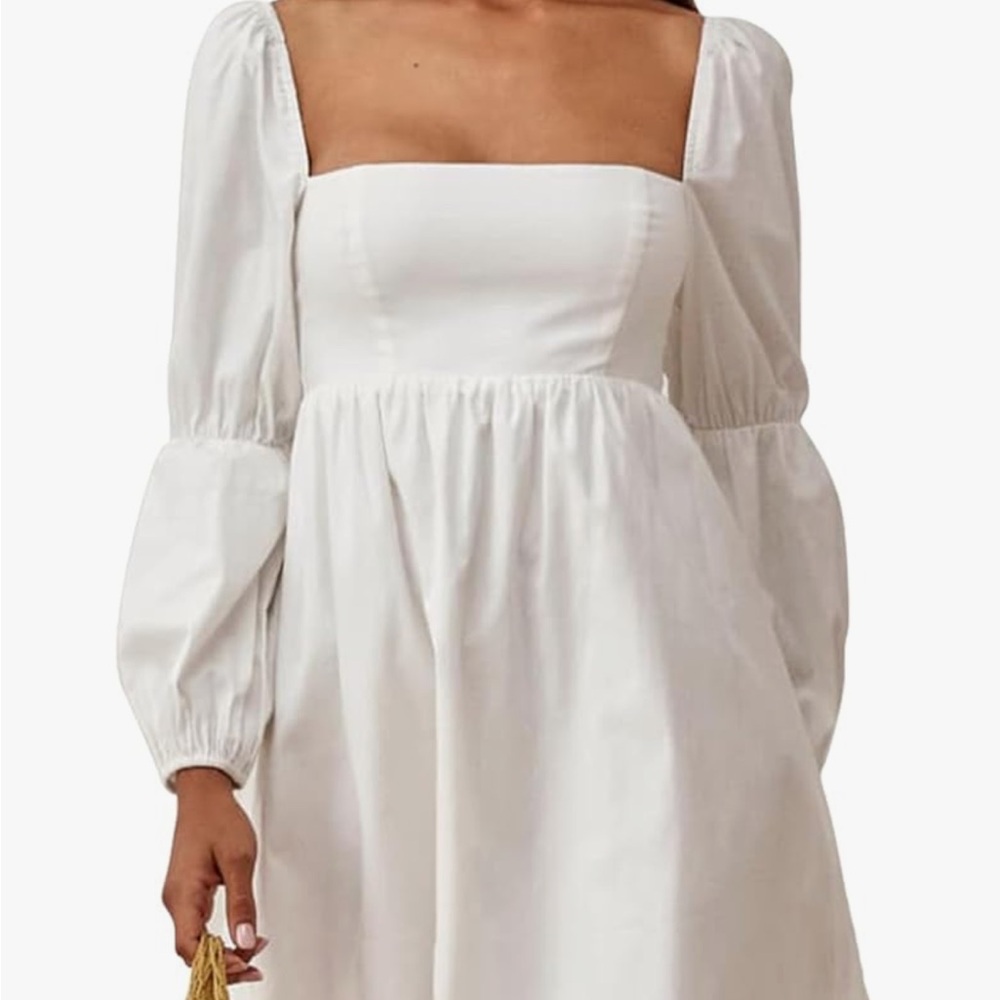 Exlura Square Neck Long Sleeve Dress | Casual Short Mini Dress